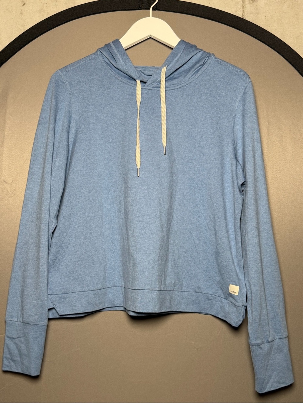 Vuori Dreamknit light blue cropped hoodie sweatshirt